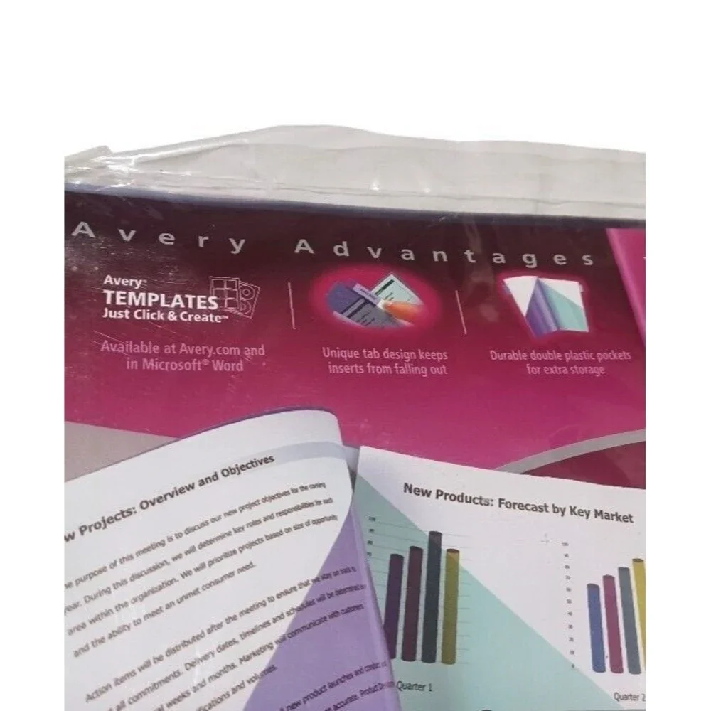 Avery 5 Packs Lot Big Tab Two Pocket Insertable 8 Tab Plastic Reference Dividers